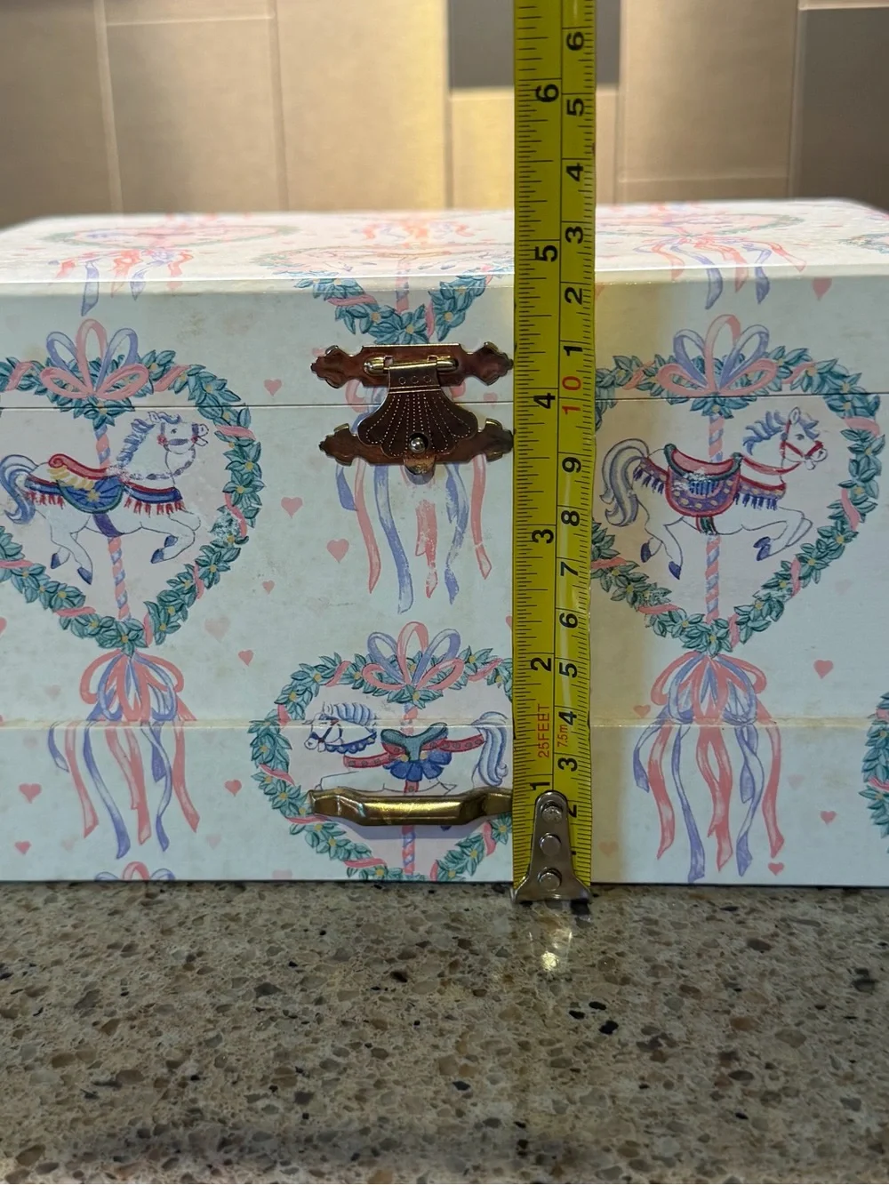 Vintage Sankyo Carousel Horse Music Box Ballerina Pink Jewelry Box